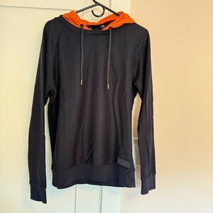 Hugo Boss Sweatshirt Hoodie Size M Navy Orange Detachable Hood